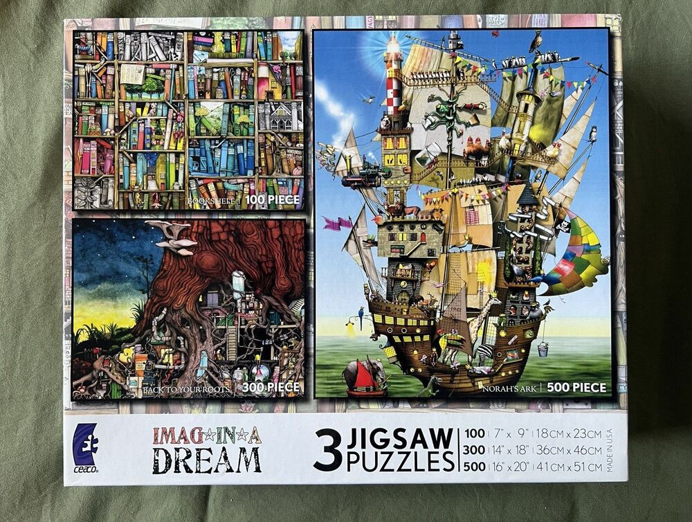 Ceaco Imagine a Dream Jigsaw Puzzle Set of 3 Multicolor 100-300-500 pcs